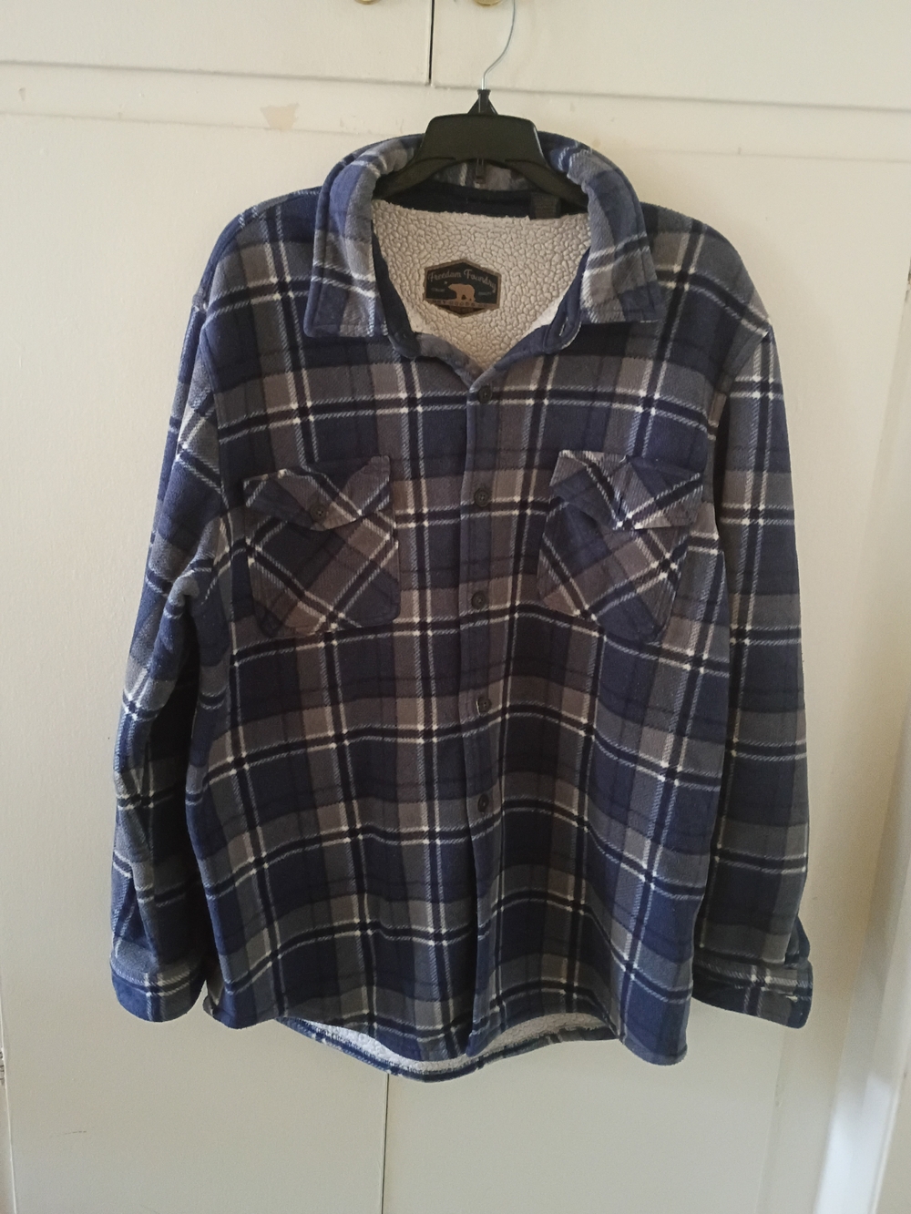 Heritage Traders Blue Plaid Sherpa-Lined Flannel Shirt Jacket